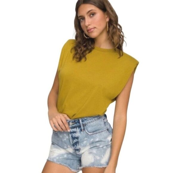 NWT Good American Strong Shoulder Tank in Golden Olive - Size 2 (Medium) - Picture 1 of 7